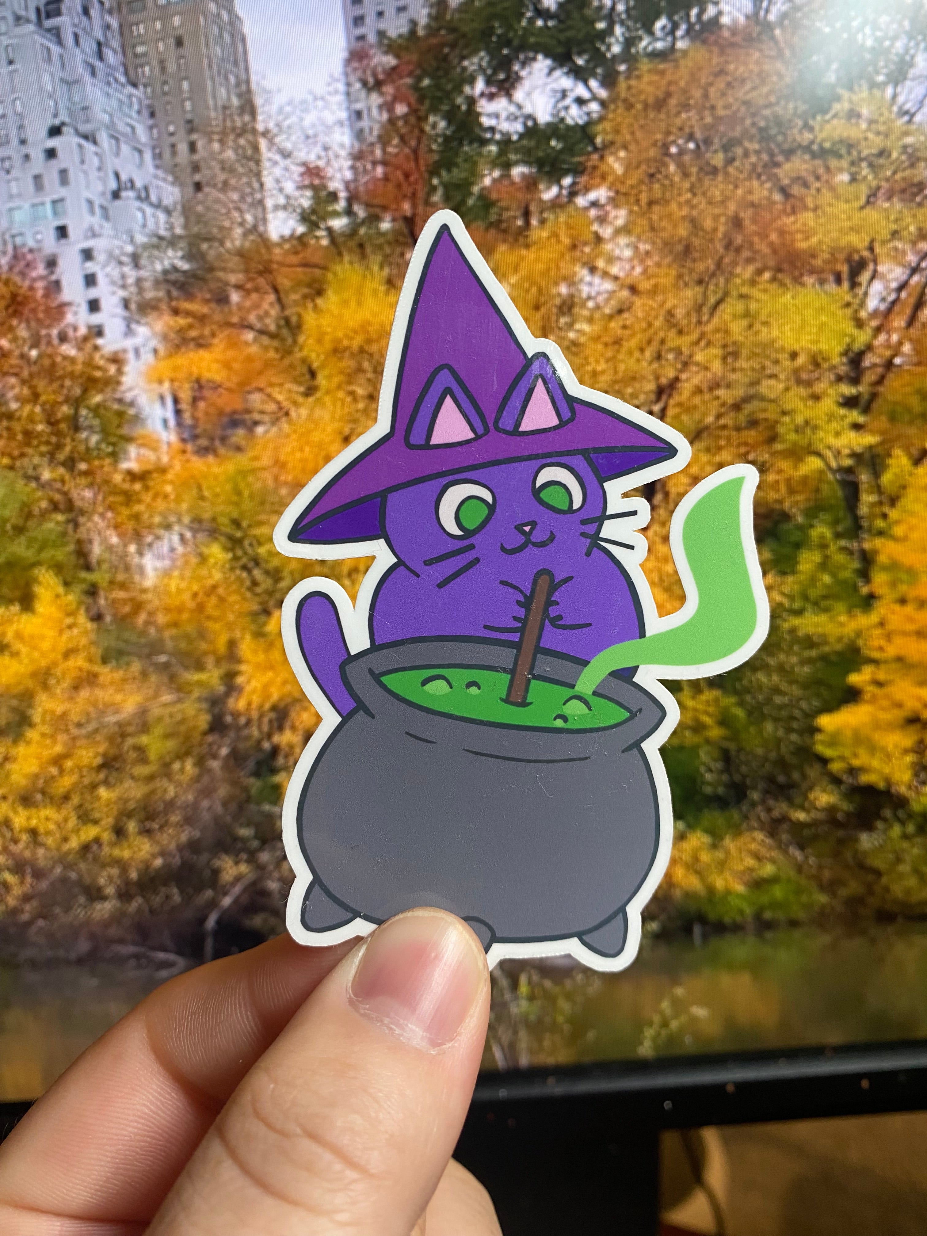 Cat In A Witch Hat vinyl sticker