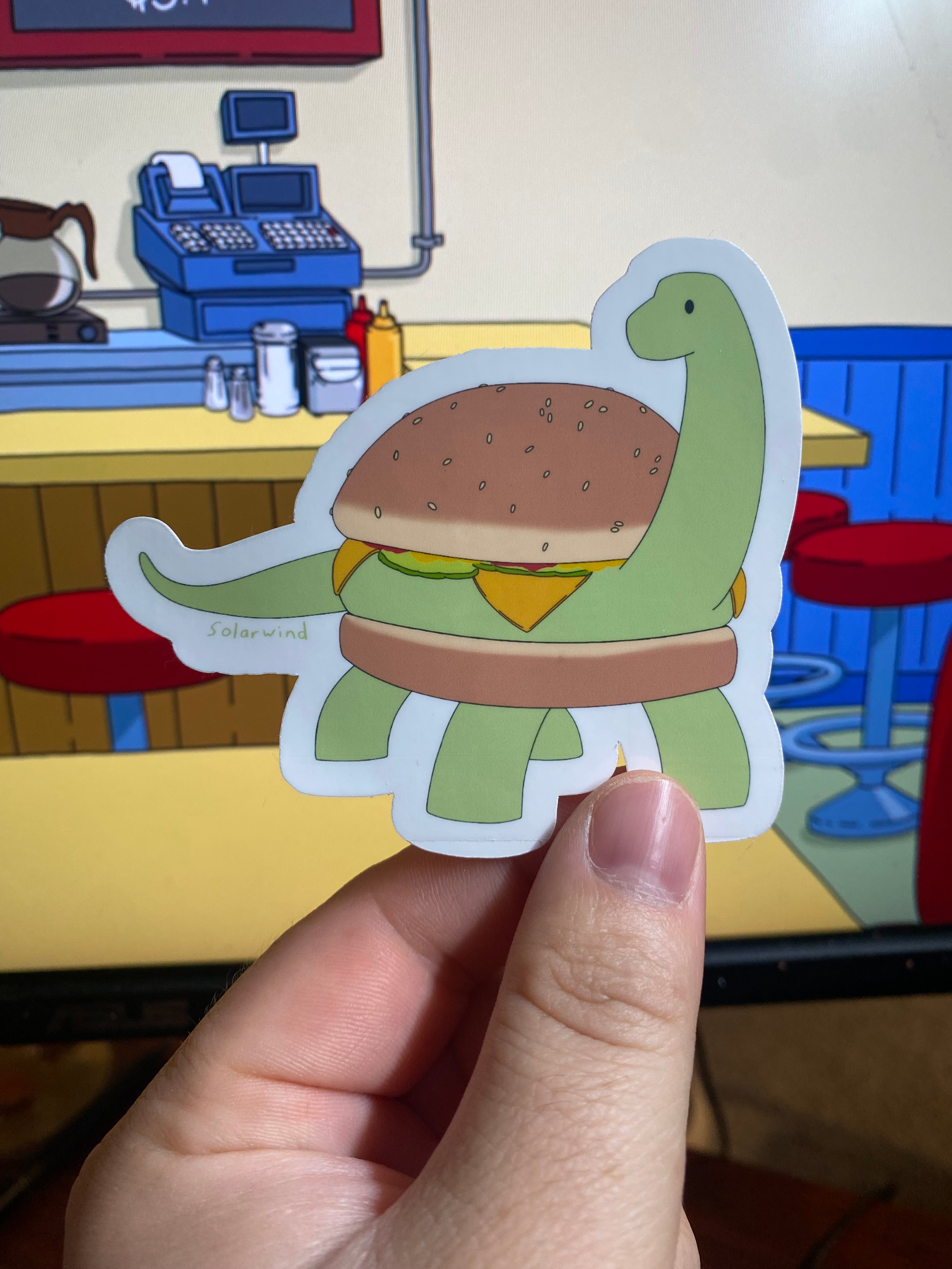 Burger Saurus vinyl sticker